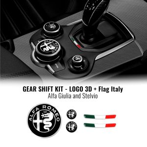 Kit Adesivo Alfa Romeo Loghi + Bandiera Italia per Interno Giulia Stelvio
