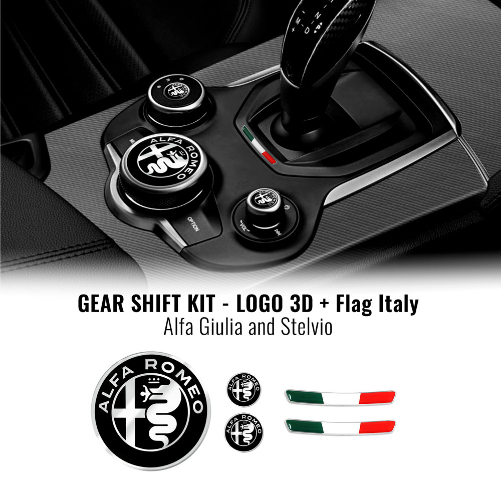 Kit Adesivo Alfa Romeo Loghi + Bandiera Italia per Interno Giulia Stelvio - immagine 2