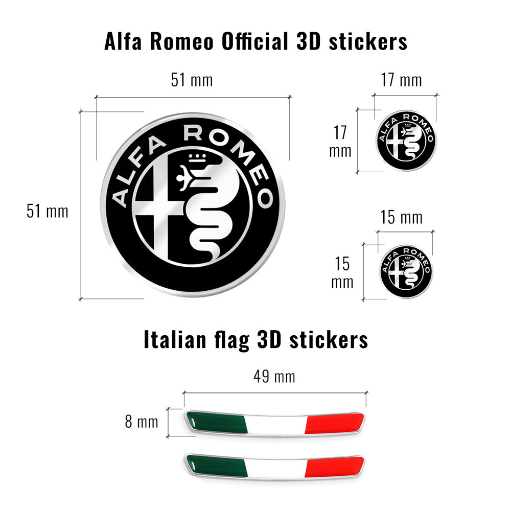 Kit Adesivo Alfa Romeo Loghi + Bandiera Italia per Interno Giulia Stelvio - immagine 3