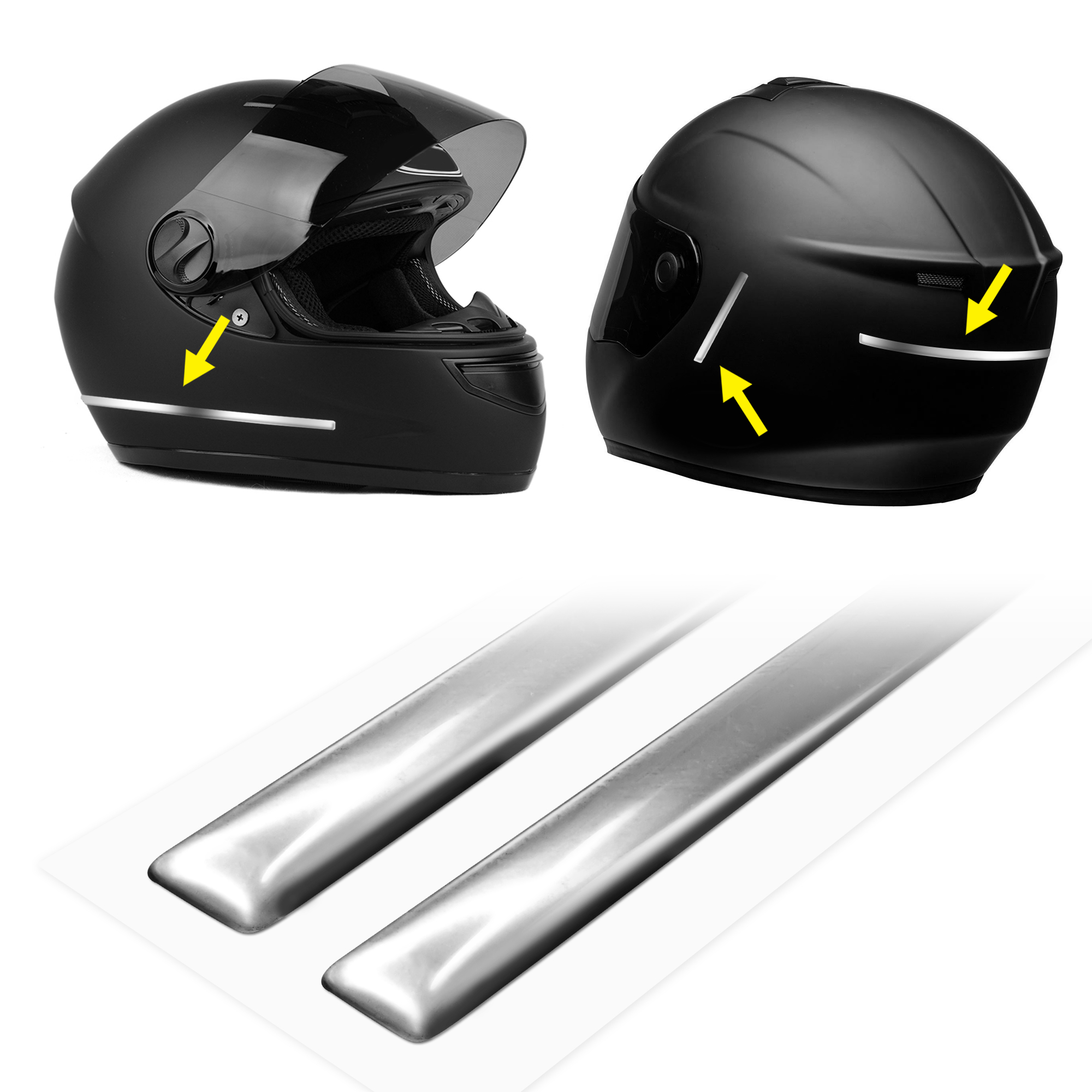 Strisce Adesive 3D Cromate Protettive per Casco Moto, 1 x 30 cm - immagine 3