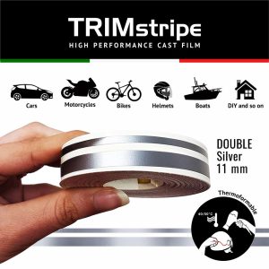 Trim Stripe Strisce Adesive per Auto, 2 Fili, Argento